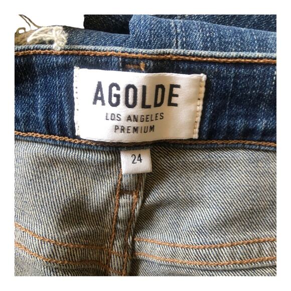 AGoldE Sophie Distressed Light Wash High Rise Skinny Jean, Light Indigo Wash, 24 - Picture 11 of 16